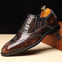 Men's Oxfords Derby Shoes Brogue Walking Casual Daily Leather Comfortable Booties  Ankle Boots Loafer Dark Brown Spring Fall Lightinthebox - thumbnail