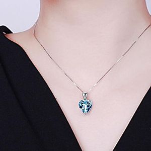 Women's Pendant Necklace Charm Necklace Classic Heart Precious Fashion Copper Silver Plated Glass Blue 45 cm Necklace Jewelry 1pc For Christmas Party Evening Street Gift Birthday Party miniinthebox