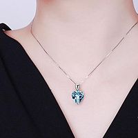 Women's Pendant Necklace Charm Necklace Classic Heart Precious Fashion Copper Silver Plated Glass Blue 45 cm Necklace Jewelry 1pc For Christmas Party Evening Street Gift Birthday Party miniinthebox - thumbnail