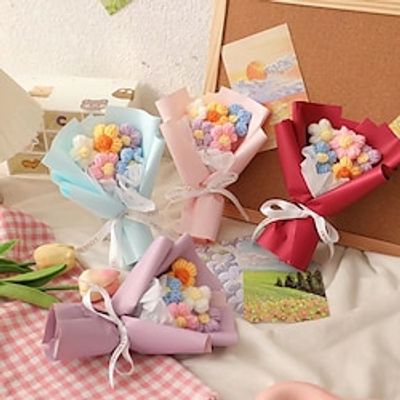 1ocs Valentine's Day Creative Valentine's Day Knitted Flower Puff Flower Small Bouquet Yarn Bouquet Floral Decoration Decoration Gift. miniinthebox 1ocs Valentine's Day Creative Valentine's Day Knitted Flower Puff Flower Small Bouquet Yarn Bouquet Floral Decoration Decoration Gift. miniinthebox