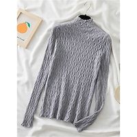 Women's Pullover Sweater Jumper Crew Neck Ribbed Knit Acrylic Oversized Fall Winter Regular Outdoor Daily Going out Stylish Casual Soft Long Sleeve Solid Color Black White Apricot One-Size Lightinthebox - thumbnail