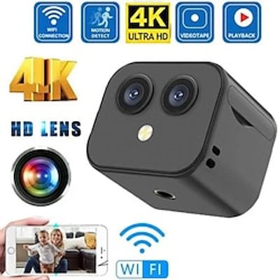 4K Dual-Len Wifi Mini Camera Smart Home Security Indoor Infrared Night Vision Surveillance Camera Motion Detection Camcorder HD Video Recorder Cam miniinthebox