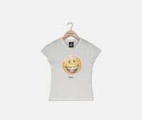 Kids Girls Smile Emoji Short Sleeve T Shirt  White/Yellow - thumbnail