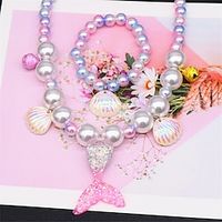 Children's Necklace Beauty Fish Tail Girl Pearl Necklace Bracelet Ring Earring Set Girl Baby Accessories Lightinthebox - thumbnail