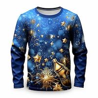 New Year Boys 3D Stars Fireworks Tee Shirt Long Sleeve 3D Print Fall Winter Sports Fashion Streetwear Polyester Kids 3-12 Years Crew Neck Outdoor Casual Daily Regular Fit Lightinthebox - thumbnail