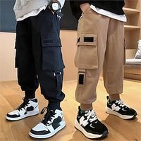 Kids Boys Pants Trousers Pocket Solid Color Keep Warm Pants Casual Adorable Daily Khaki (velcro pants) Velvet black (velcro pants) Black (velcro pants) Lightinthebox - thumbnail