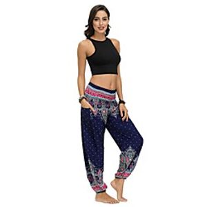 Women's Yoga Boho Comfort Sports Gym Yoga Pants Bloomers Pants Pattern Full Length Print Black Blue miniinthebox
