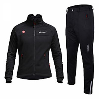 Men's Long Sleeve Cycling Jersey with Tights Winter Spandex Black  Red Bule  Black Black Patchwork Bike Quick Dry Sports Patchwork Mountain Bike MTB Road Bike Cycling Clothing Apparel  Stretchy Lightinthebox