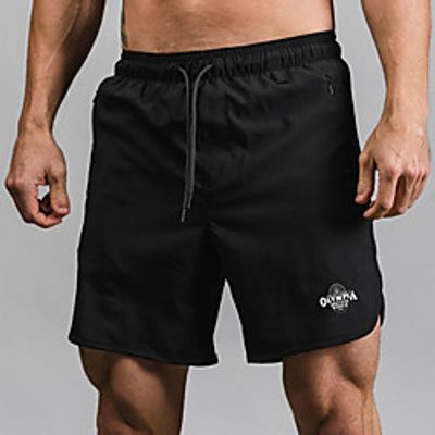 Men's Casual  Sporty Streetwear Breathable Soft Daily Sports Chinos Shorts Bermuda shorts Pants Letter Knee Length Drawstring Elastic Waist ArmyGreen Black Grey Khaki  Summer Lightinthebox