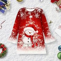 Christmas Girls' 3D Snowman Snowflake Ruffle Dress Long Sleeve 3D Print Fall Winter Sports  Outdoor Daily Holiday Cute Casual Beautiful Kids 3-12 Years Casual Dress A Line Dress Above Knee Polyester Lightinthebox - thumbnail