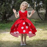 Kids Girls' Dress Polka Dot Skater Dress Knee-length Dress Party Bow Sleeveless Cute Dress 3-10 Years Spring Pink Yellow Royal Blue Lightinthebox - thumbnail