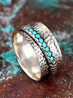 Retro Minimalist Creative Turquoise Rotatable Ring