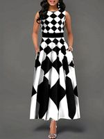 Summer Geometric Print Sleeveless Maxi Dress