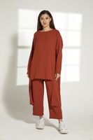 Moistreet Orange Cey Fabric Top And Pants Set (XS, S, M, L, XL, XXL)