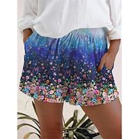 Women's Shorts Cotton Blend Floral Light Green Blue Casual Daily Short Vacation Weekend Summer Lightinthebox