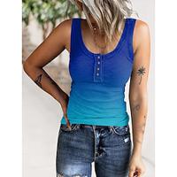 Women's Tank Top Cotton Color Gradient Daily Vacation Button Print Pink Sleeveless Casual U Neck Summer Lightinthebox - thumbnail