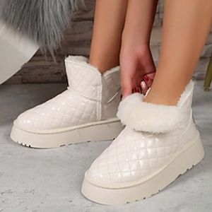 Women's Boots Winter Boots Comfort Shoes Daily Platform Flat Heel Classic Minimalism Faux Leather Black Beige miniinthebox