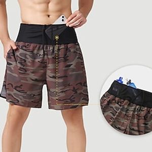 Men's Casual / Sporty Active Shorts Drawstring Pocket Elastic Waist Short Pants Sports Outdoor Casual Micro-elastic Camouflage Breathable Quick Dry Mid Waist Blue Wine Grey S M L XL XXL / Summer miniinthebox