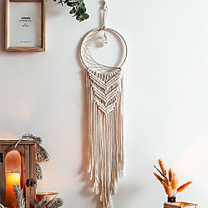 1pc Hand Woven Macrame Dreamcatcher Bohemian Boho Art Decor Wall Hanging Home Bedroom Living Room Decoration Nordic Handmade Tassel Cotton 85cm miniinthebox