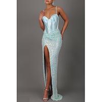 Mermaid Prom Dresses Corsets Sage Dress Formal Evening Party Floor Length Sleeveless Spaghetti Strap Sequined with Ruched Sequin 2024 Lightinthebox