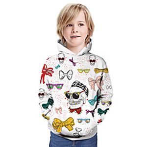 Kids Boys' Hoodie  Sweatshirt Long Sleeve Skulls 3D Print Animal Bow Print White Children Tops Summer Active Daily Wear Halloween Regular Fit 3-13 Years Lightinthebox