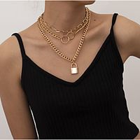 Women's Necklace Layered Necklace Stacking Stackable European Trendy Hip Hop Alloy Gold Silver 35 cm Necklace Jewelry 1pc For Street Gift Masquerade Prom Lightinthebox - thumbnail