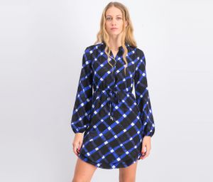Womens Pullover Plaid Dress  Black/Blue