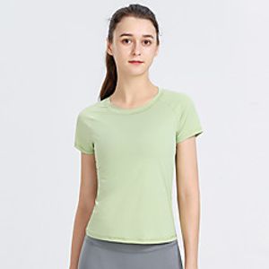 Women's Tee  T-shirt Pure Color Crew Neck Nylon Solid Color Sport Athleisure T Shirt Top Short Sleeves Quick Dry Breathable Soft Comfortable Everyday Use Casual Daily Outdoor Lightinthebox