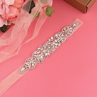 Satin  Tulle Wedding  Party  Evening Sash With Imitation Pearl  Belt  Appliques Women's Sashes Lightinthebox - thumbnail