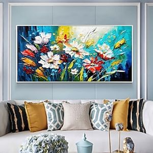 Handmade Oil Painting Canvas Wall Art Decor Original Colorful Blooming Flower painting Abstract Floral Painting for Home Decor With Stretched FrameWithout Inner Frame Painting Lightinthebox