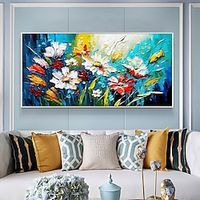 Handmade Oil Painting Canvas Wall Art Decor Original Colorful Blooming Flower painting Abstract Floral Painting for Home Decor With Stretched FrameWithout Inner Frame Painting Lightinthebox - thumbnail