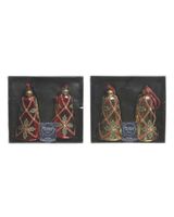 Homesmiths Christmas Bell Glass Holly Check Glitter Assorted 1 Set