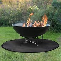 Carbon Fiber Camping Fireproof Cloth Floor Fireplace Fireplace Fire Blanket Heat Insulation Flame Retardant and High Temperature Resistant Household Black Circular Lightinthebox - thumbnail