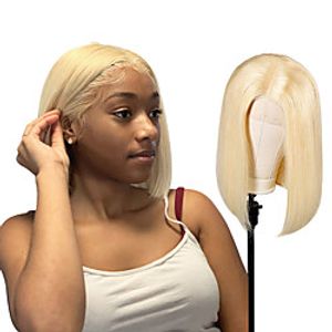 150% 13x4 Lace 613 Blonde Middle Part Lace Bob Wigs Brazilian Remy Straight Short Bob For Black Women 13x1 Glueless Transparent Part Lace Wigs Lightinthebox