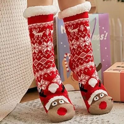 1 Pair Women's Thick Winter Warm Socks Home Christmas Animal Patterned Vintage Warm Cute Socks Lightinthebox