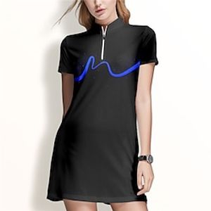 Women's Tennis Dress Golf Dress Breathable Quick Dry Moisture Wicking Short Sleeve Dress Golf Apparel Regular Fit Zipper Printed Summer Tennis Golf Pickleball miniinthebox