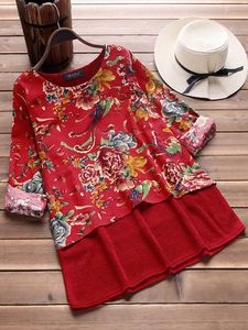 Floral Printed Two Layers Vintage T-shirts
