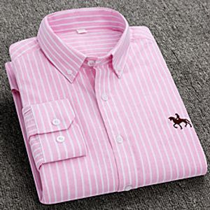 Men's Shirt Other Prints Striped collared shirts Long Sleeve Casual Tops 100% Cotton Designer Light Pink Blue Light gray Lightinthebox