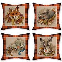 Autumn Animal Double Side Cushion Cover 4PC Soft Decorative Square Throw Pillow Cover Cushion Case Pillowcase for Bedroom Livingroom Superior Quality Machine Washable Indoor Cushion for Sofa Couch Bed Chair Pumpkin Fall Lightinthebox - thumbnail