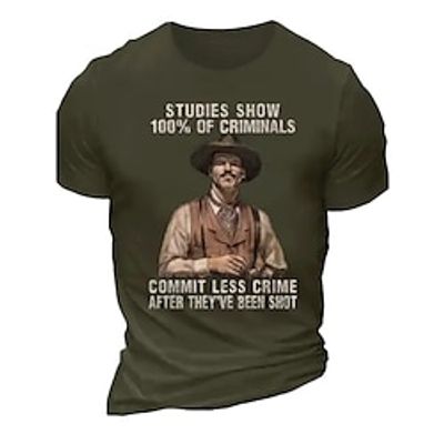 Western Cowboy Black Army Green Dark Blue T shirt Tee Men's Graphic Cotton Blend Shirt Sports Classic Shirt Short Sleeve Comfortable Tee Sports Outdoor Holiday Summer Fashion Designer Clothing S M L Lightinthebox