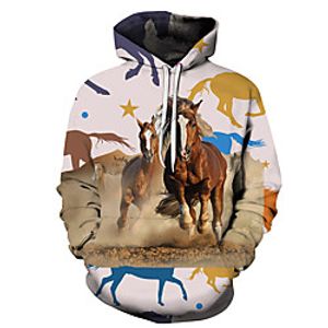 Men's Unisex Plus Size Pullover Hoodie Sweatshirt Graphic Prints Horse Print Hooded Casual Daily Holiday 3D Print Basic Designer Hoodies Sweatshirts  Long Sleeve 1 2 3 miniinthebox