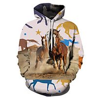 Men's Unisex Plus Size Pullover Hoodie Sweatshirt Graphic Prints Horse Print Hooded Casual Daily Holiday 3D Print Basic Designer Hoodies Sweatshirts  Long Sleeve 1 2 3 miniinthebox - thumbnail