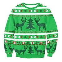 Christmas Ugly Christmas Sweater / Sweatshirt Hoodie Print Front Pocket Graphic Funny Hoodie For Men's Women's Unisex Adults' 3D Print 100% Polyester Party miniinthebox - thumbnail