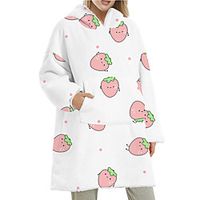 Women's Home Polyester Hooded Loungewear Long Sleeve Print Winter Cartoon One-Size White  Fruit Lightinthebox - thumbnail