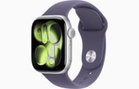 Apple Watch Series 11, GPS + Cellular, 46mm, Silver Aluminum Case with Purple Fog Sport Band