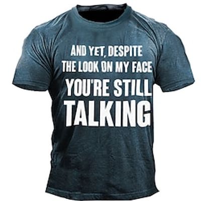 Graphic You're Still Talking Retro Vintage Casual Street Style Men's 3D Print T shirt Tee Sports Outdoor Holiday Going out T shirt Blue Army Green Dark Blue Short Sleeve Crew Neck Shirt Spring Lightinthebox