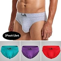 Men's 2 Packs Briefs Breathable Soft Plain Mid Waist Black Yellow Lightinthebox - thumbnail