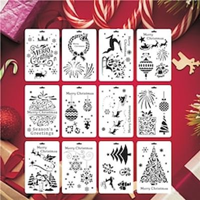 DIY Christmas-themed Hollow Painting Templates That Can Be Reused, Used For Painting On Wooden Walls, Furniture, Canvas, And Cake Decorations DIY Craft Templates Lightinthebox