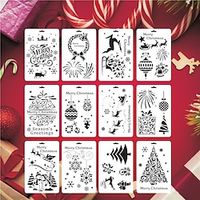 DIY Christmas-themed Hollow Painting Templates That Can Be Reused, Used For Painting On Wooden Walls, Furniture, Canvas, And Cake Decorations DIY Craft Templates miniinthebox - thumbnail