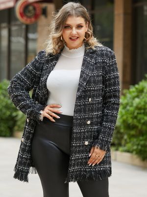 YOINS Plus Size Lapel Collar Scarf Print Belt Design Long Sleeves Coat YOINS Plus Size Lapel Collar Scarf Print Belt Design Long Sleeves Coat